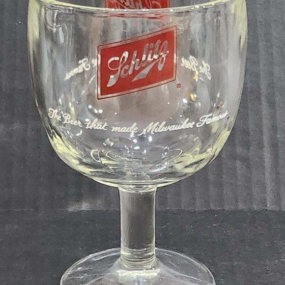 Schlitz 1970 Thumbprint Beer Goblet Schooner 16 Ounce Stemmed Retro Beer - Picture 5 of 10